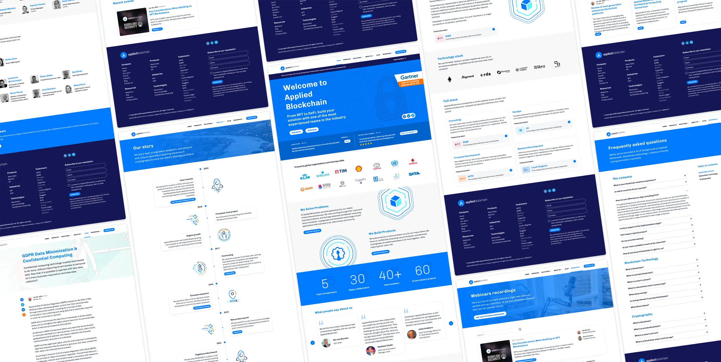 Applied Blockchain collection of screens