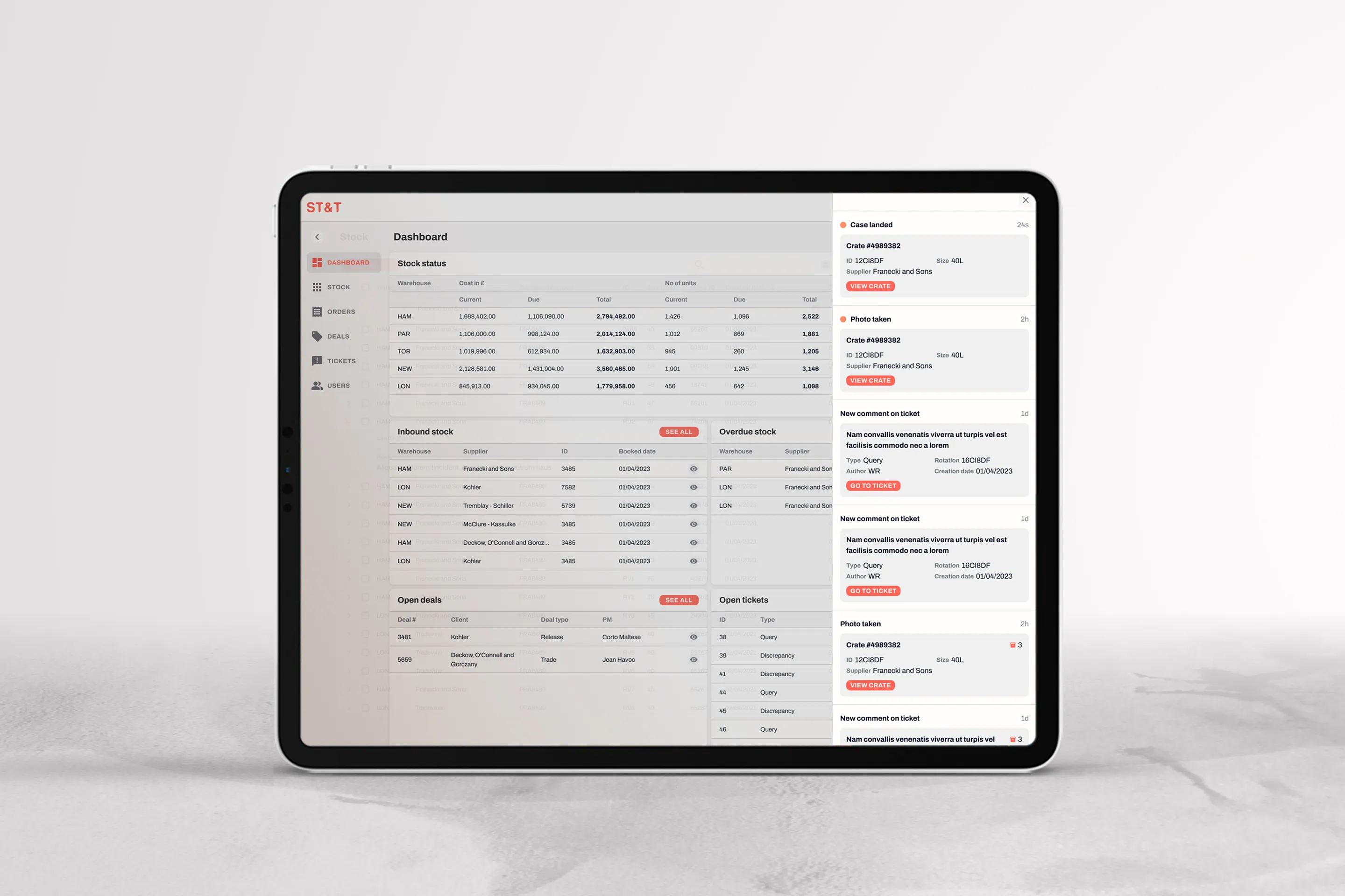 Stock platform notifications drawer