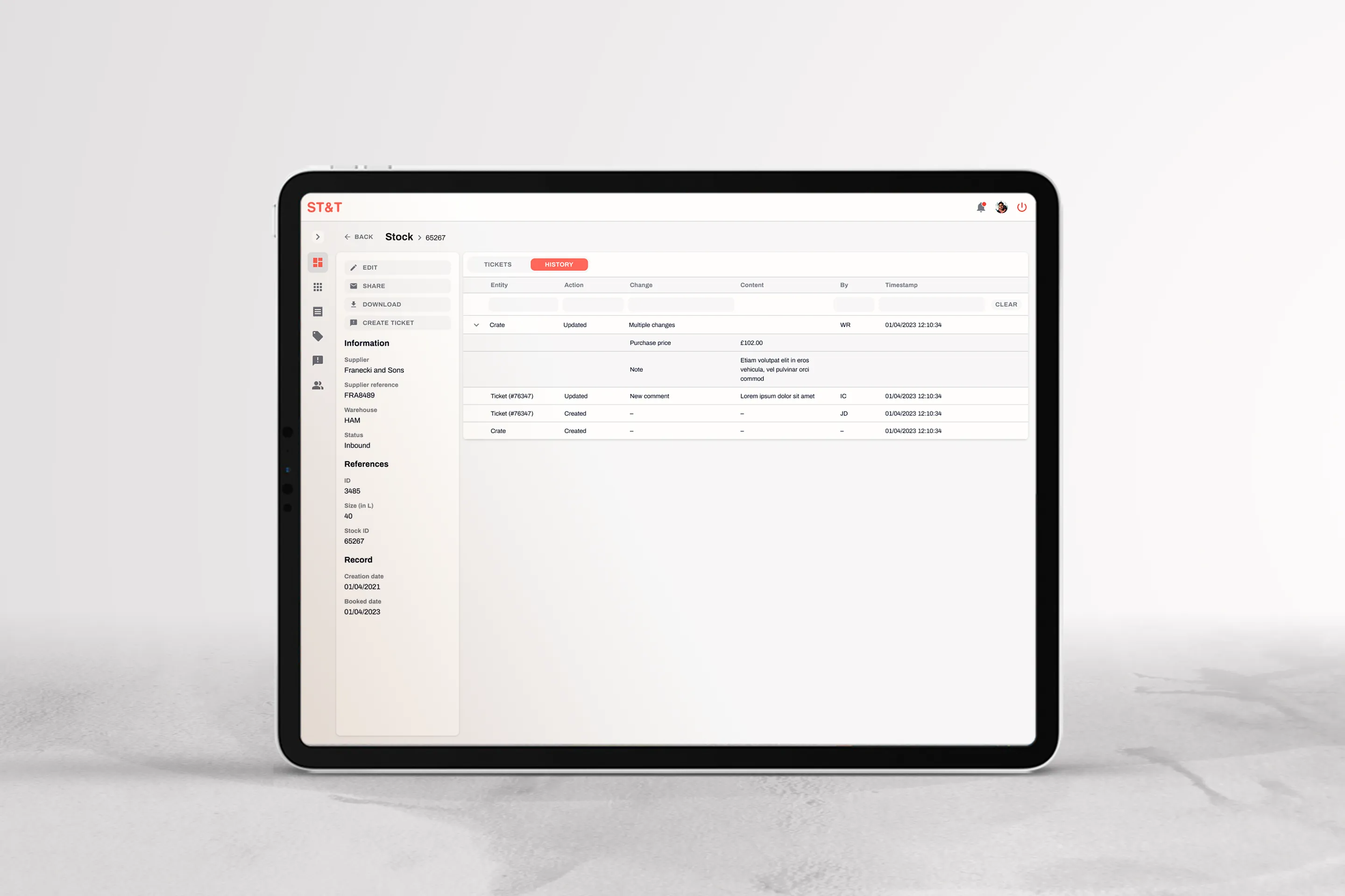 Stock platform stocks view page